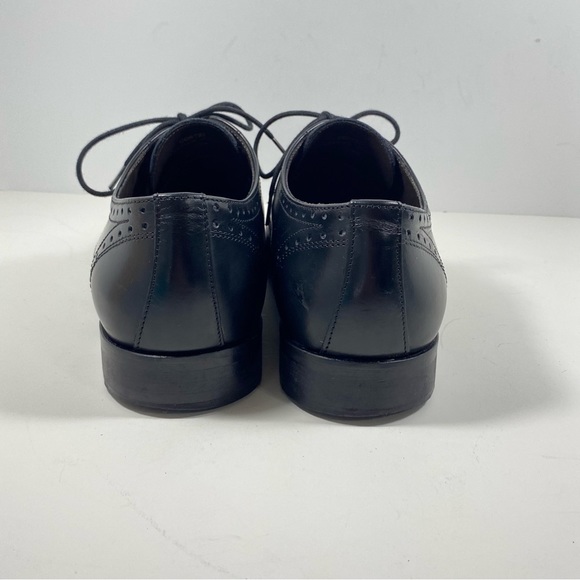 Bruno Magli Mens 9.5 M Cortez Leather Wingtip Oxfords Dress Shoes Black Lace - Picture 5 of 8